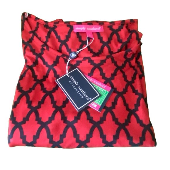 Simply Southern Red and Black Women's Swing Dress Sz Large Pockets Lace New - Picture 6 of 10